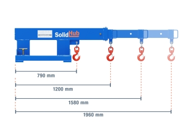 Bras de grue KA2500 pour chariot élévateur, charge max. 2.500 kg, SolidHub 
