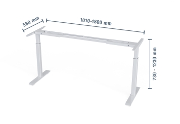 Bâti de bureau MILLA, réglage électrique de la hauteur, largeur 1.010 - 1.800 mm 