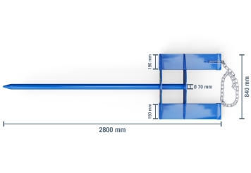 Éperon sur fourches pour chariot élévateur GTD2000, 1.000 kg capacité de charge, longueur du mandrin 2.000 mm, peint Acier, SolidHub 