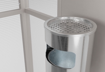 Large smoking shelter US2200/7, 2.200 mm x 1.650 mm x 2.400 mm, incl. LED solar lamp SLB800 and waste bin with ashtray 