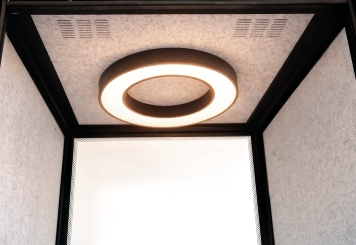 Bureau Cabine téléphonique / cabine acoustique LIA100 avec film dépoli pour 1 personne, Noir, 870 mm x 866 mm surface 