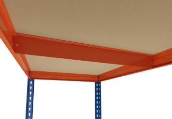 1,2 m Fachbodenregal FB500 / 45 cm tief / 1,8 m hoch / 4 Ebenen / Auflage Holz / Fachlast 500 kg 